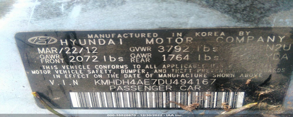 KMHDH4AE7DU494167 2013 HYUNDAI ELANTRA photo no. 9