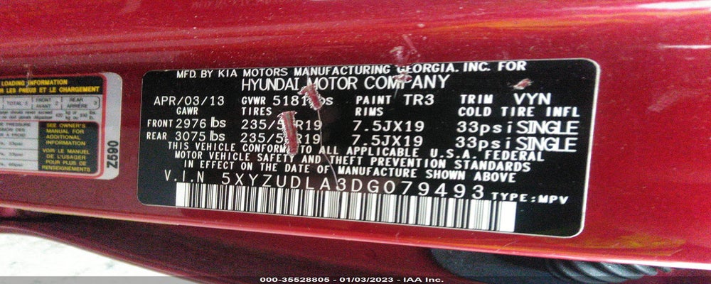 5XYZUDLA3DG079493 2013 HYUNDAI SANTA FE photo no. 9