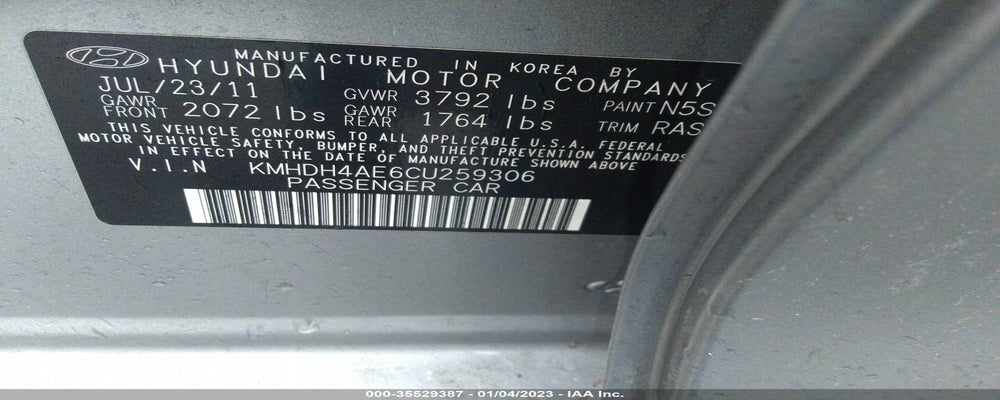 KMHDH4AE6CU259306 2012 HYUNDAI ELANTRA photo no. 9