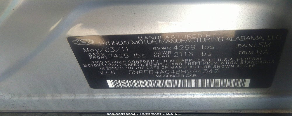 5NPEB4AC4BH294542 2011 HYUNDAI SONATA photo no. 9