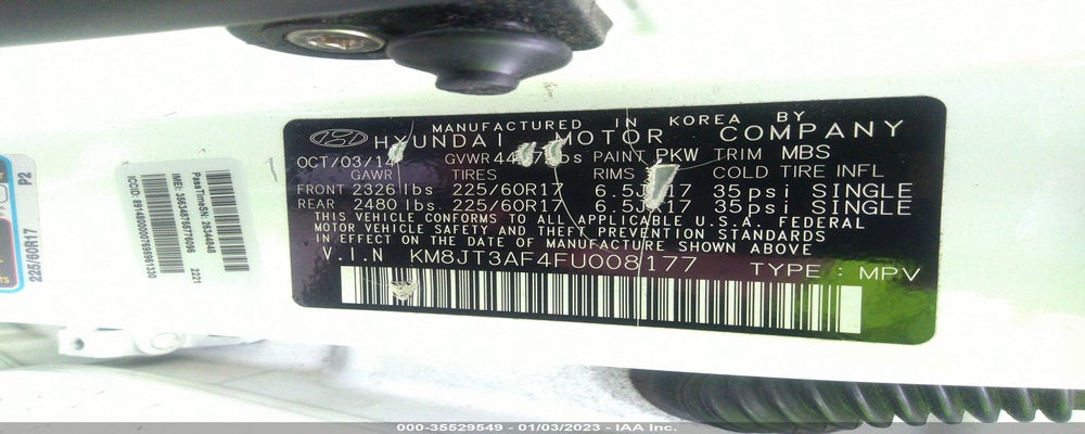 KM8JT3AF4FU008177 2015 HYUNDAI TUCSON photo no. 9