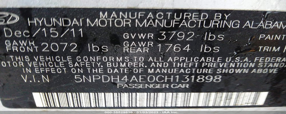 5NPDH4AE0CH131898 2012 HYUNDAI ELANTRA photo no. 9