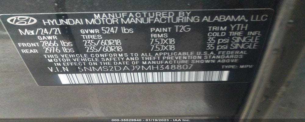 5NMS2DAJ9MH348807 2021 HYUNDAI SANTA FE photo no. 9