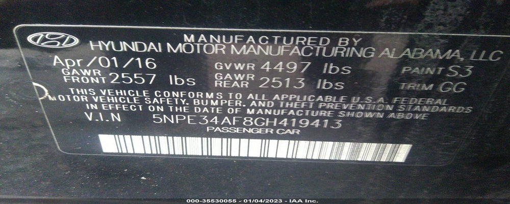 5NPE34AF8GH419413 2016 HYUNDAI SONATA photo no. 9