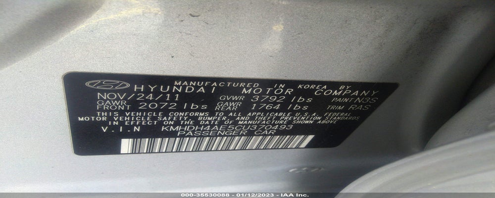 KMHDH4AE5CU370493 2012 HYUNDAI ELANTRA photo no. 9