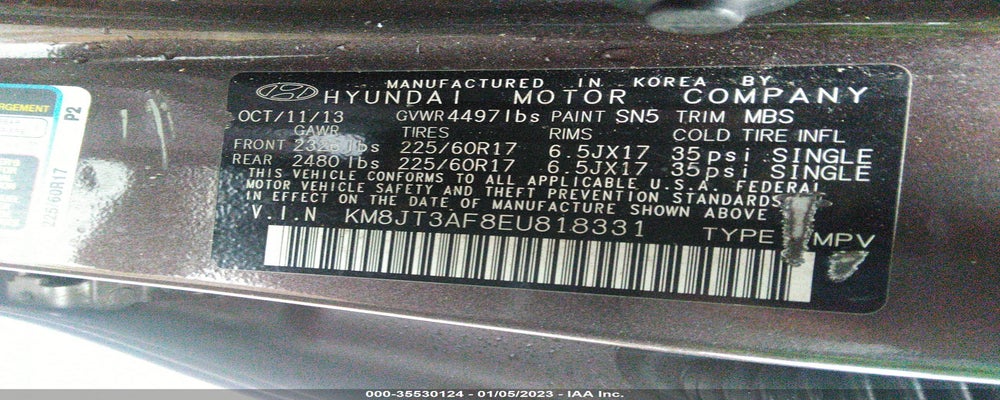 KM8JT3AF8EU818331 2014 HYUNDAI TUCSON photo no. 9