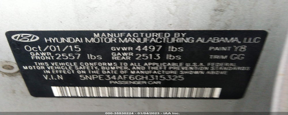 5NPE34AF6GH315325 2016 HYUNDAI SONATA photo no. 9
