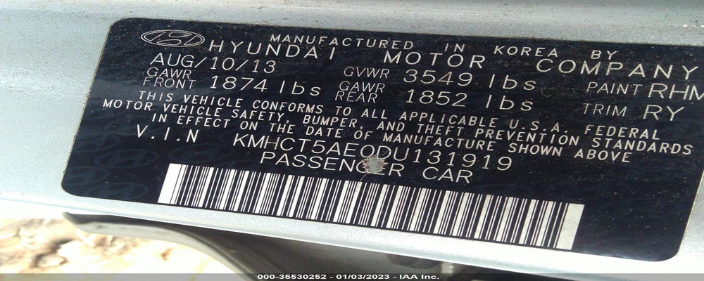 KMHCT5AE0DU131919 2013 HYUNDAI ACCENT photo no. 9