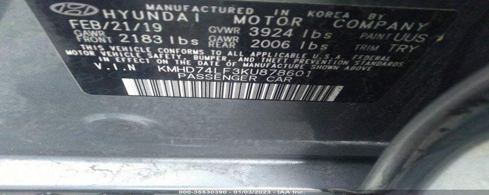 KMHD74LF3KU878601 2019 HYUNDAI ELANTRA photo no. 9
