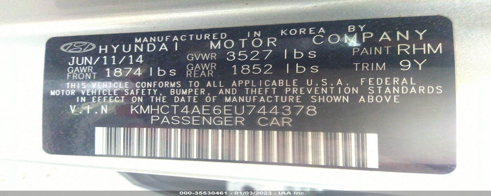 KMHCT4AE6EU744378 2014 HYUNDAI ACCENT photo no. 9