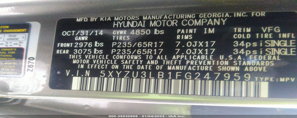 5XYZU3LB1FG247959 2015 HYUNDAI SANTA FE SPORT photo no. 9