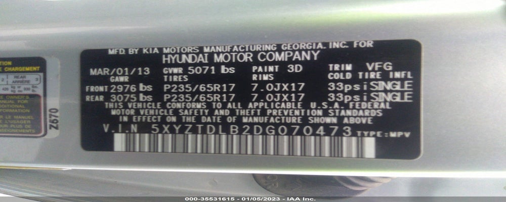 5XYZTDLB2DG070473 2013 HYUNDAI SANTA FE photo no. 9