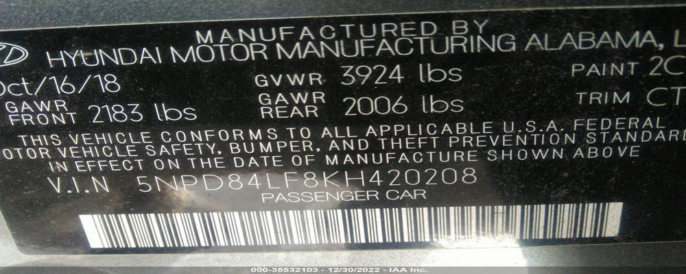 5NPD84LF8KH420208 2019 HYUNDAI ELANTRA photo no. 9