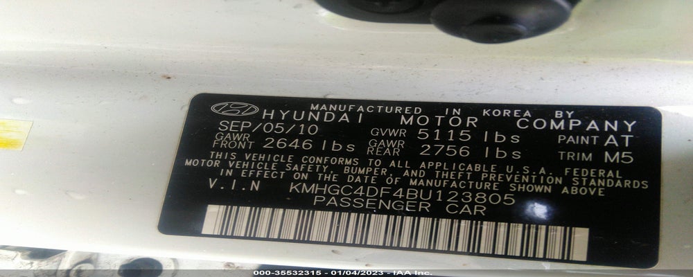 KMHGC4DF4BU123805 2011 HYUNDAI GENESIS photo no. 9