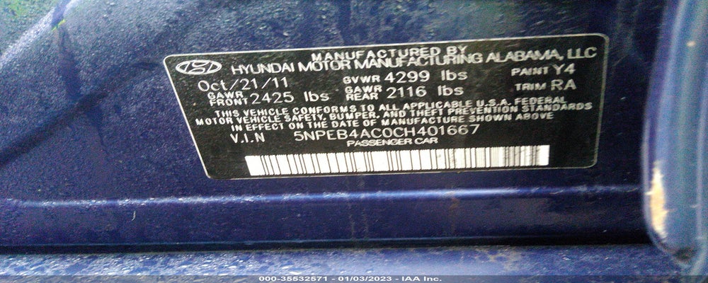 5NPEB4AC0CH401667 2012 HYUNDAI SONATA photo no. 9