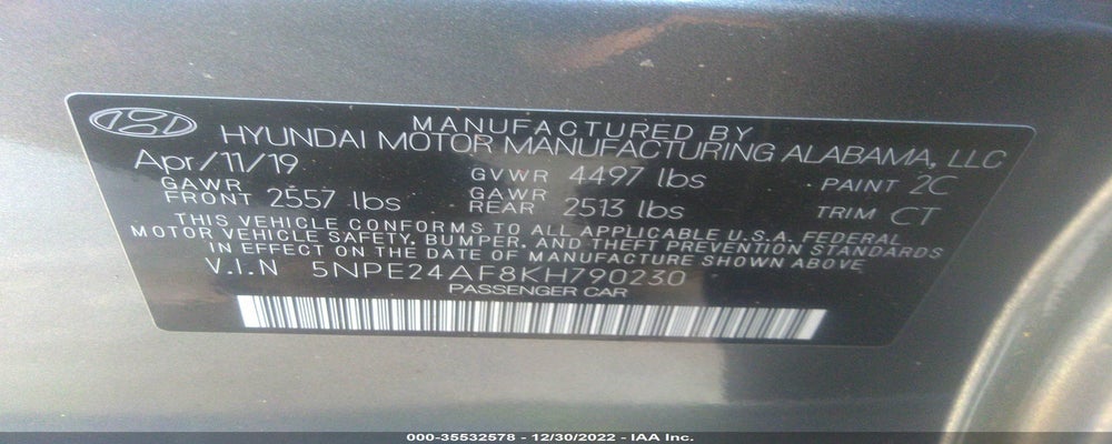 5NPE24AF8KH790230 2019 HYUNDAI SONATA photo no. 9