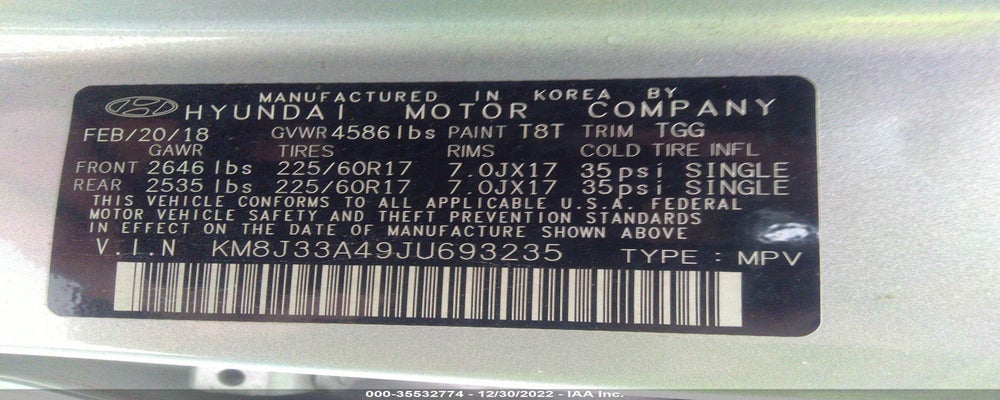KM8J33A49JU693235 2018 HYUNDAI TUCSON photo no. 9