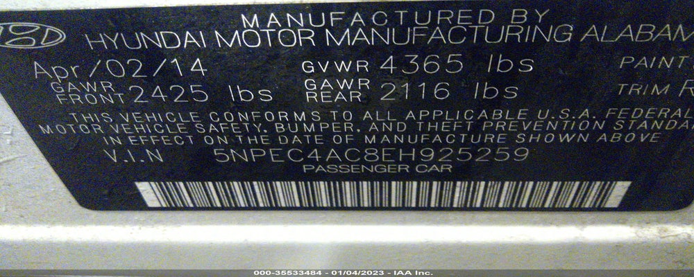 5NPEC4AC8EH925259 2014 HYUNDAI SONATA photo no. 9