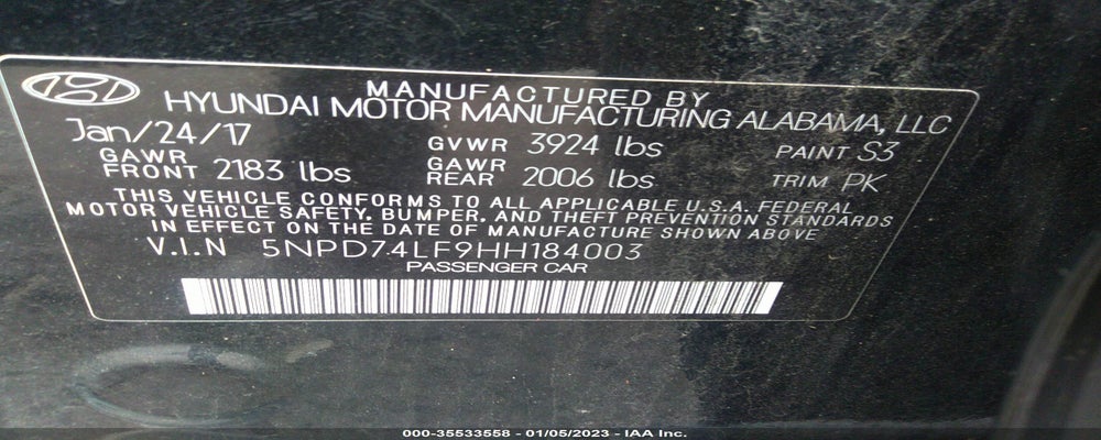 5NPD74LF9HH184003 2017 HYUNDAI ELANTRA photo no. 9