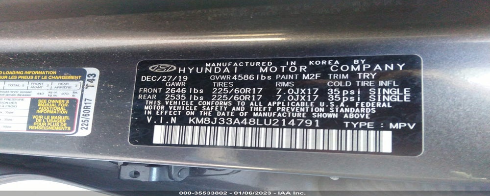KM8J33A48LU214791 2020 HYUNDAI TUCSON photo no. 9