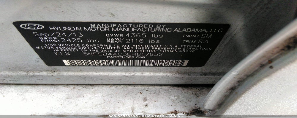 5NPEB4AC3EH817652 2014 HYUNDAI SONATA photo no. 9
