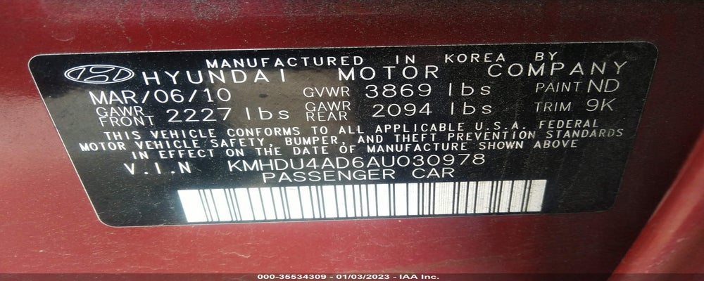 KMHDU4AD6AU030978 2010 HYUNDAI ELANTRA photo no. 9
