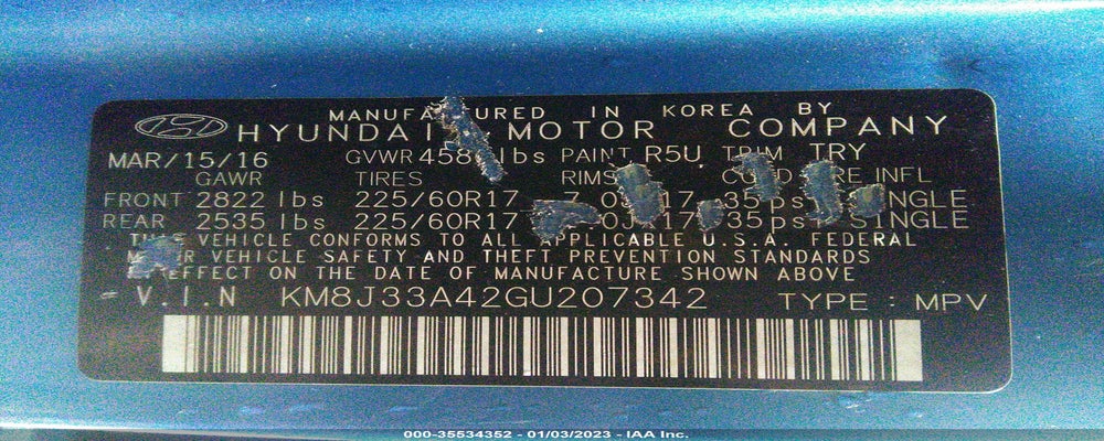 KM8J33A42GU207342 2016 HYUNDAI TUCSON photo no. 9