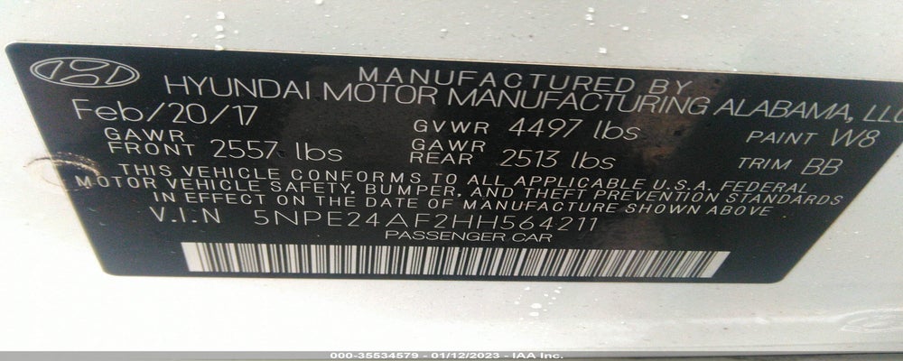 5NPE24AF2HH564211 2017 HYUNDAI SONATA photo no. 9