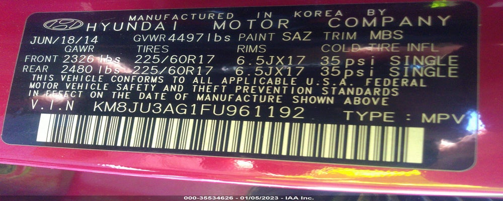 KM8JU3AG1FU961192 2015 HYUNDAI TUCSON photo no. 9