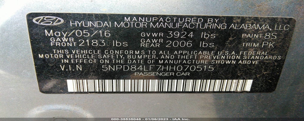 5NPD84LF7HH070515 2017 HYUNDAI ELANTRA photo no. 9