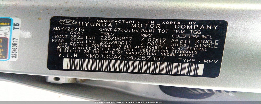 KM8J3CA41GU257357 2016 HYUNDAI TUCSON photo no. 9