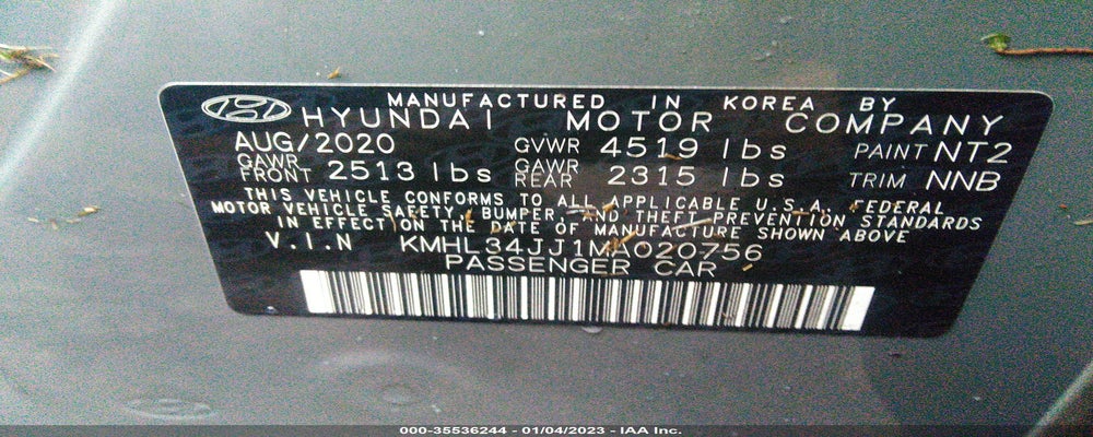 KMHL34JJ1MA020756 2021 HYUNDAI SONATA HYBRID photo no. 9