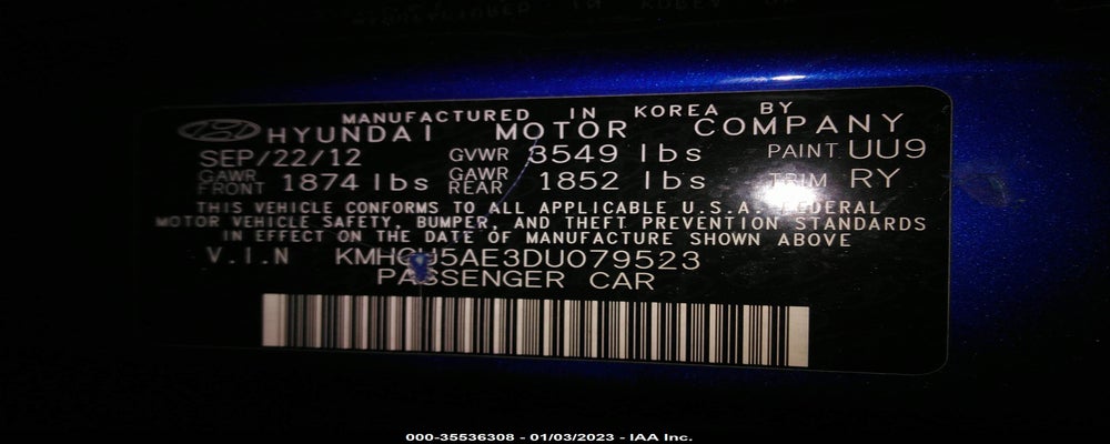 KMHCU5AE3DU079523 2013 HYUNDAI ACCENT photo no. 9