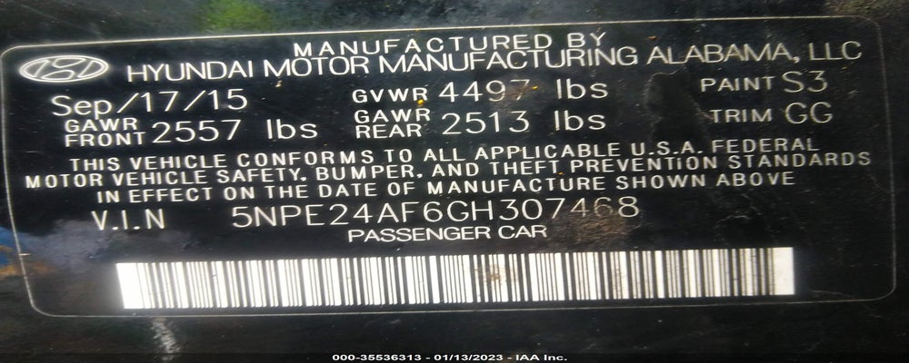 5NPE24AF6GH307468 2016 HYUNDAI SONATA photo no. 9