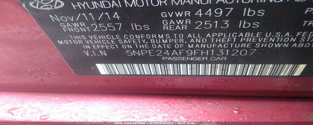 5NPE24AF9FH131207 2015 HYUNDAI SONATA photo no. 9