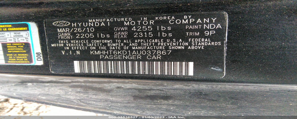 KMHHT6KD1AU037867 2010 HYUNDAI GENESIS COUPE photo no. 9