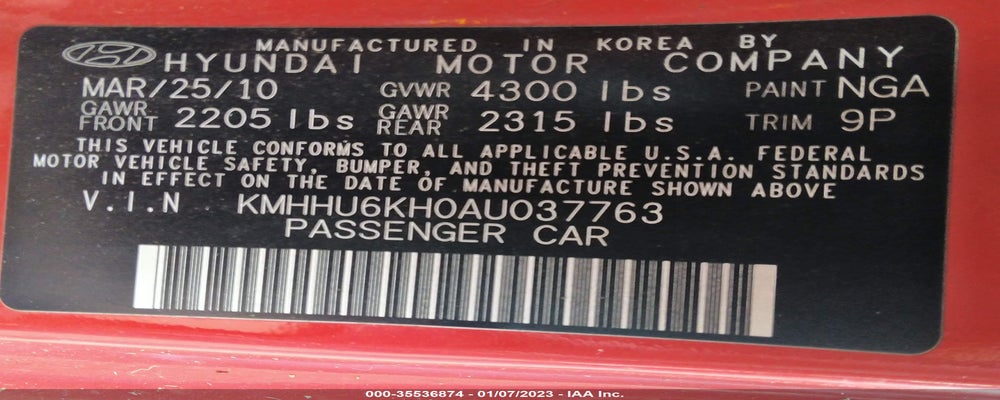KMHHU6KH0AU037763 2010 HYUNDAI GENESIS COUPE photo no. 9