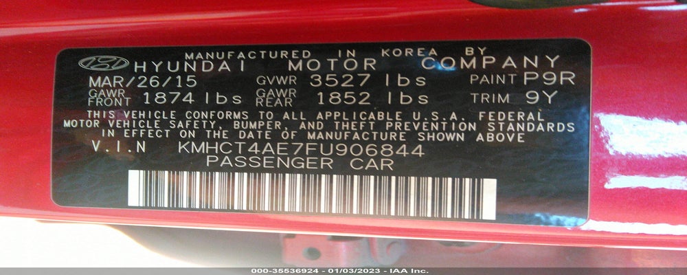 KMHCT4AE7FU906844 2015 HYUNDAI ACCENT photo no. 9
