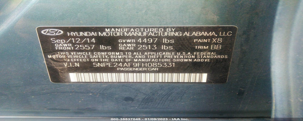 5NPE24AF9FH085331 2015 HYUNDAI SONATA photo no. 9