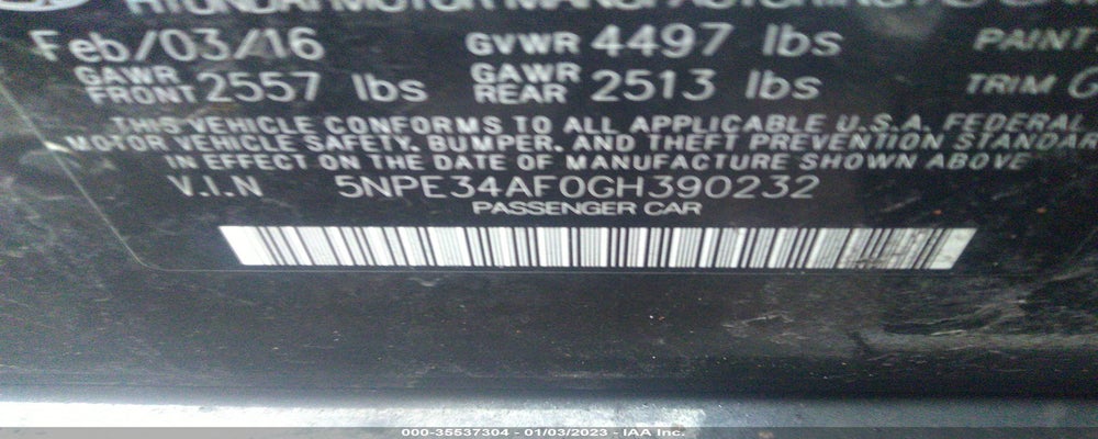 5NPE34AF0GH390232 2016 HYUNDAI SONATA photo no. 9