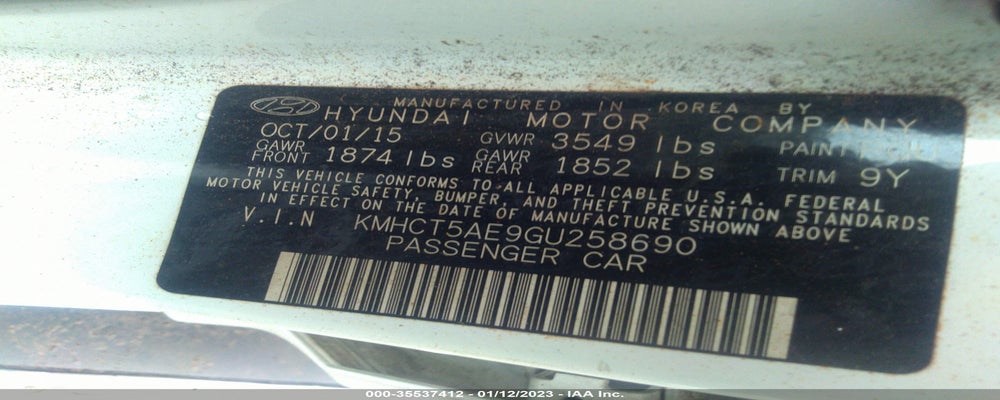 KMHCT5AE9GU258690 2016 HYUNDAI ACCENT photo no. 9
