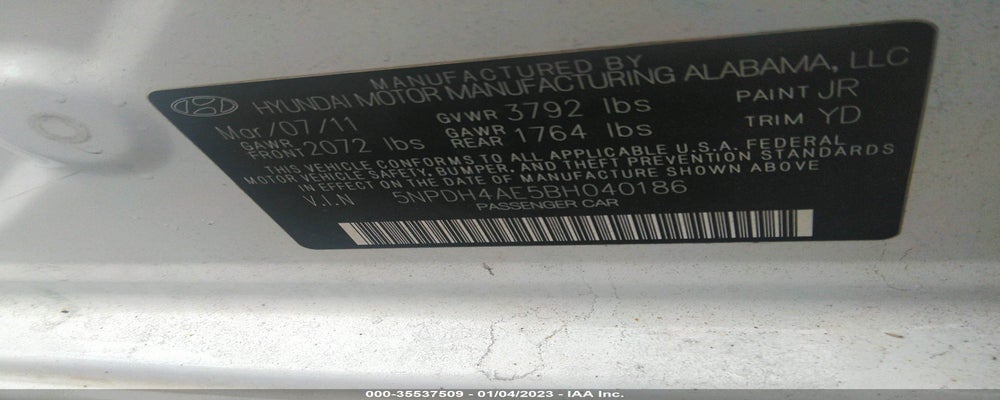 5NPDH4AE5BH040186 2011 HYUNDAI ELANTRA photo no. 9