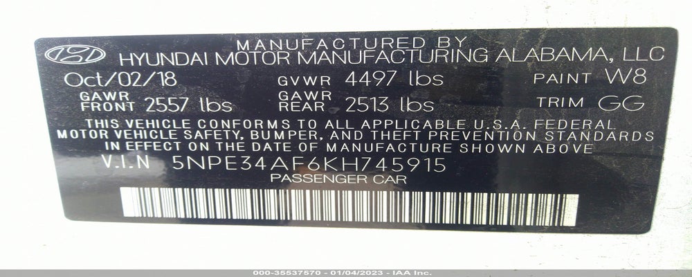 5NPE34AF6KH745915 2019 HYUNDAI SONATA photo no. 9