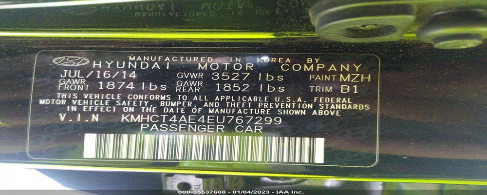 KMHCT4AE4EU767299 2014 HYUNDAI ACCENT photo no. 9