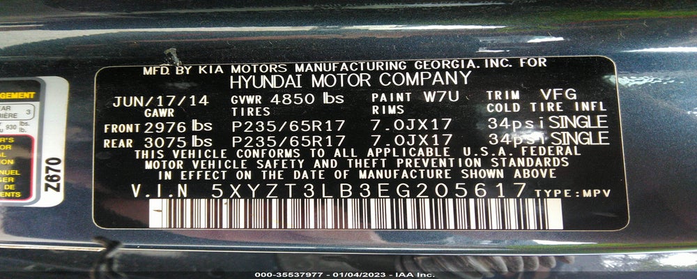 5XYZT3LB3EG205617 2014 HYUNDAI SANTA FE SPORT photo no. 9