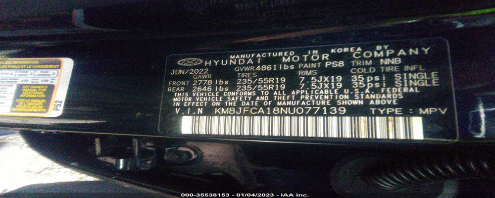 KM8JFCA18NU077139 2022 HYUNDAI TUCSON photo no. 9