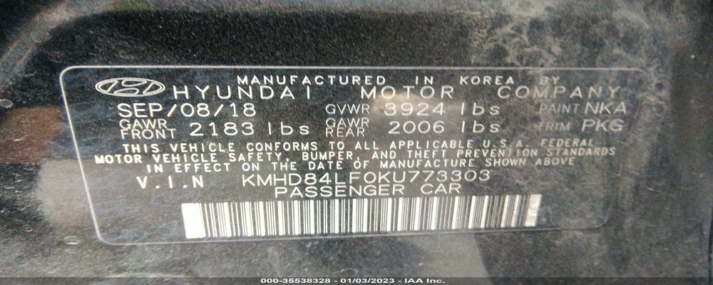 KMHD84LF0KU773303 2019 HYUNDAI ELANTRA photo no. 9