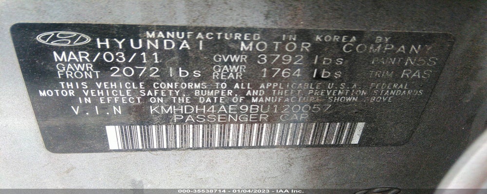 KMHDH4AE9BU120057 2011 HYUNDAI ELANTRA photo no. 9