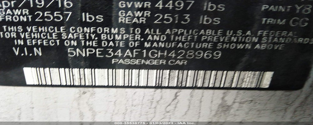 5NPE34AF1GH428969 2016 HYUNDAI SONATA photo no. 9