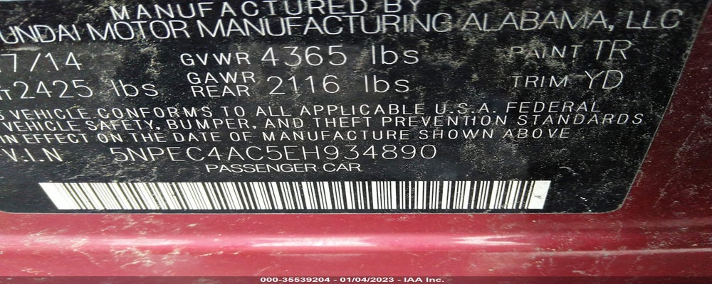 5NPEC4AC5EH934890 2014 HYUNDAI SONATA photo no. 9